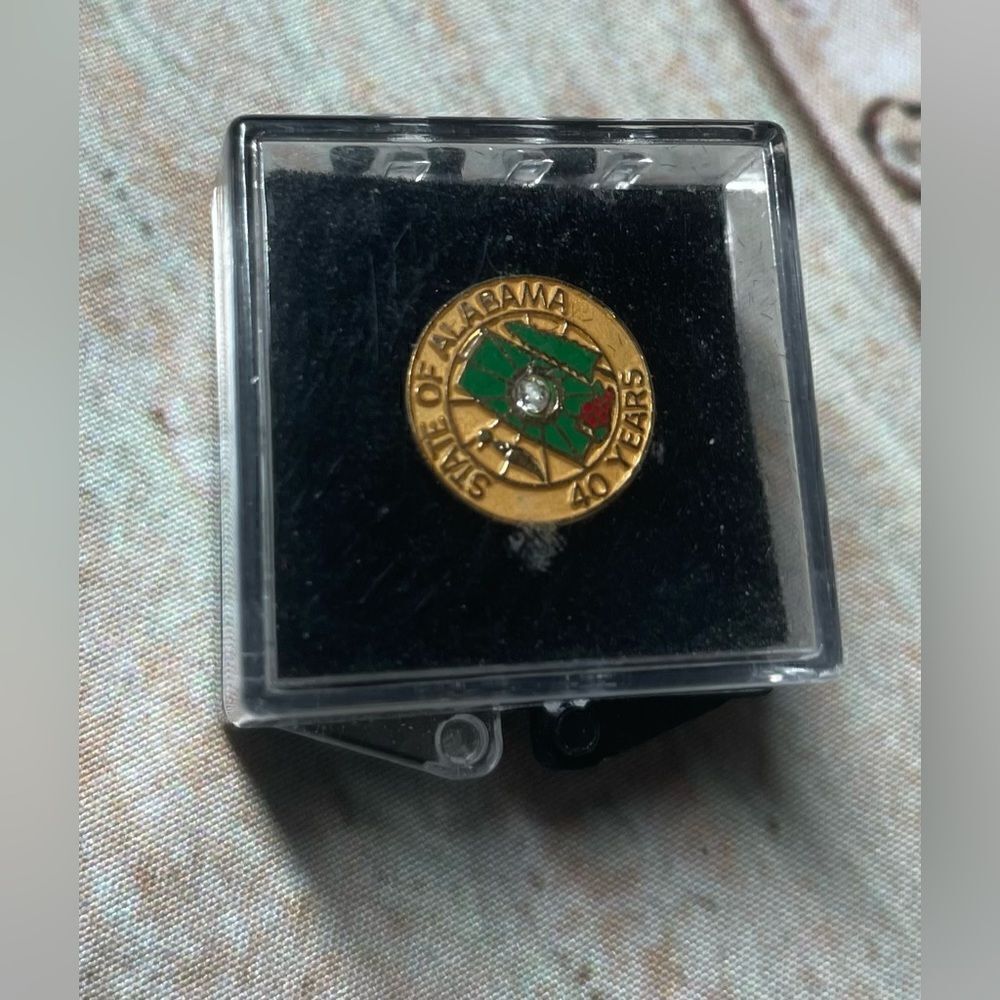 Vintage State of Alabama 40 Years Tie Tack Lapel Pin